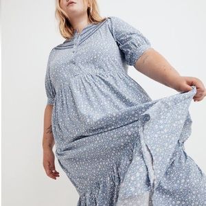 Madewell Embroidered Puff-Sleeve Midi Dress in Cottage Carden